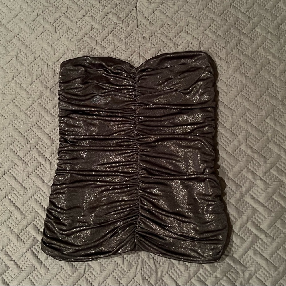 Express Strapless Metallic Top